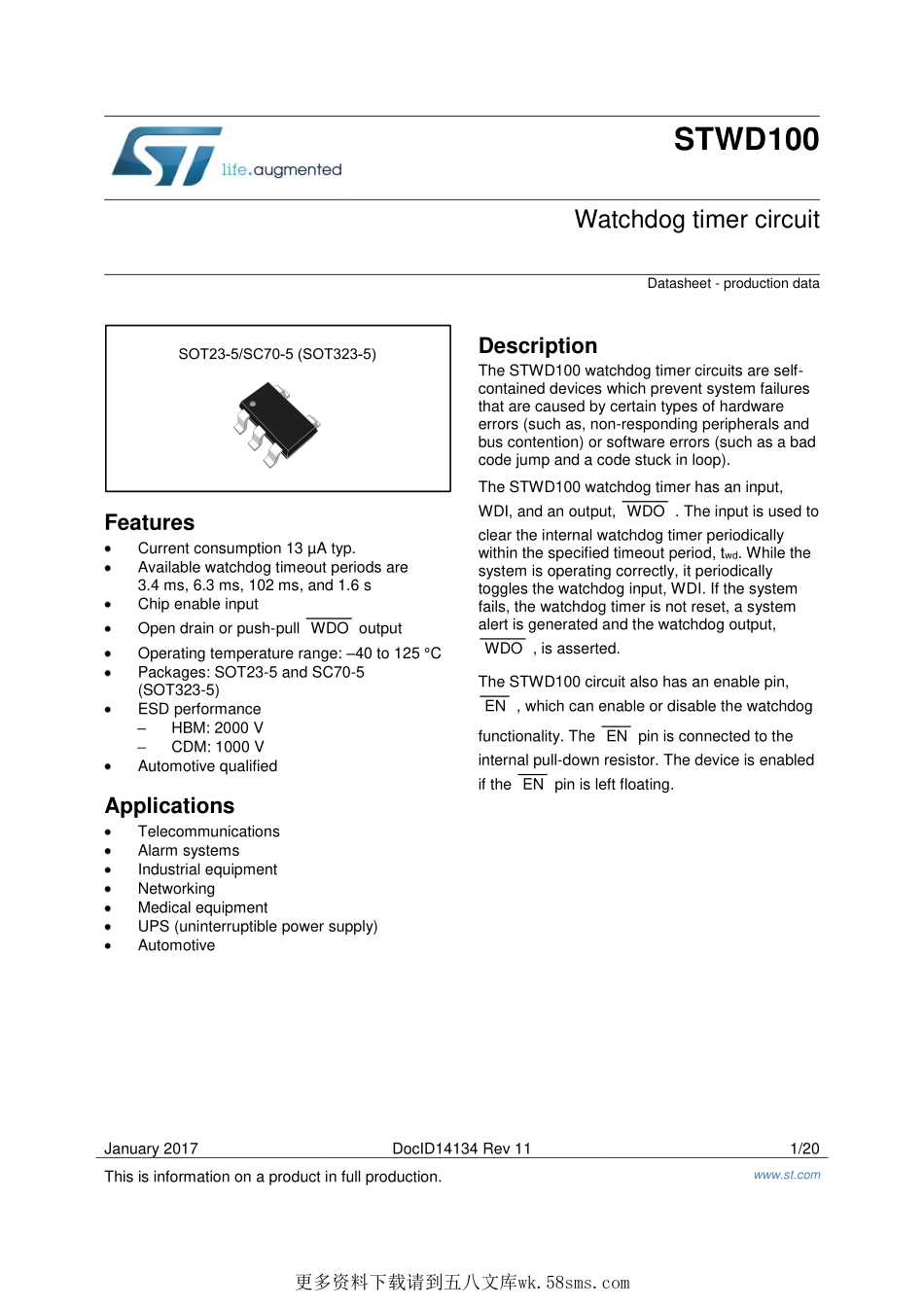 IC封装资料_电源管理芯片_STWD100PYW83F.pdf_第1页