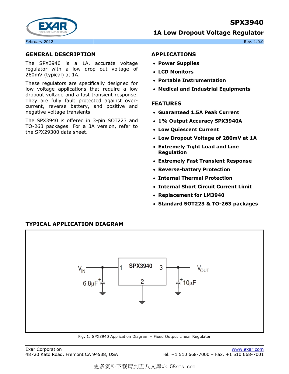 IC封装资料_电源管理芯片_SPX3940AM3-L-3-3_TR.pdf_第1页