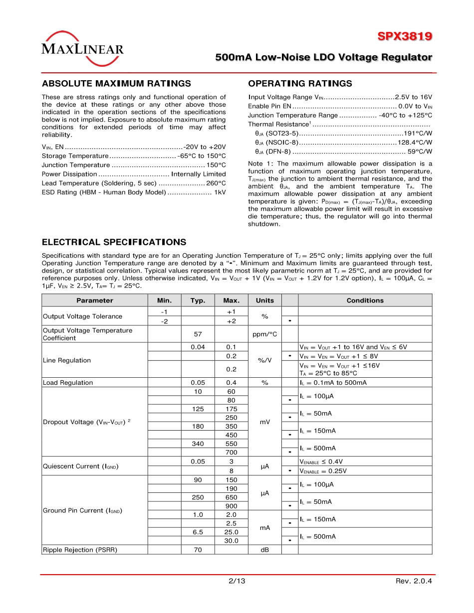 IC封装资料_电源管理芯片_SPX3819M5-L-3-3_TR.pdf_第2页