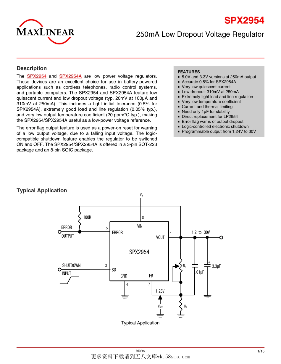 IC封装资料_电源管理芯片_SPX2954M3-L-5-0_TR.pdf_第1页