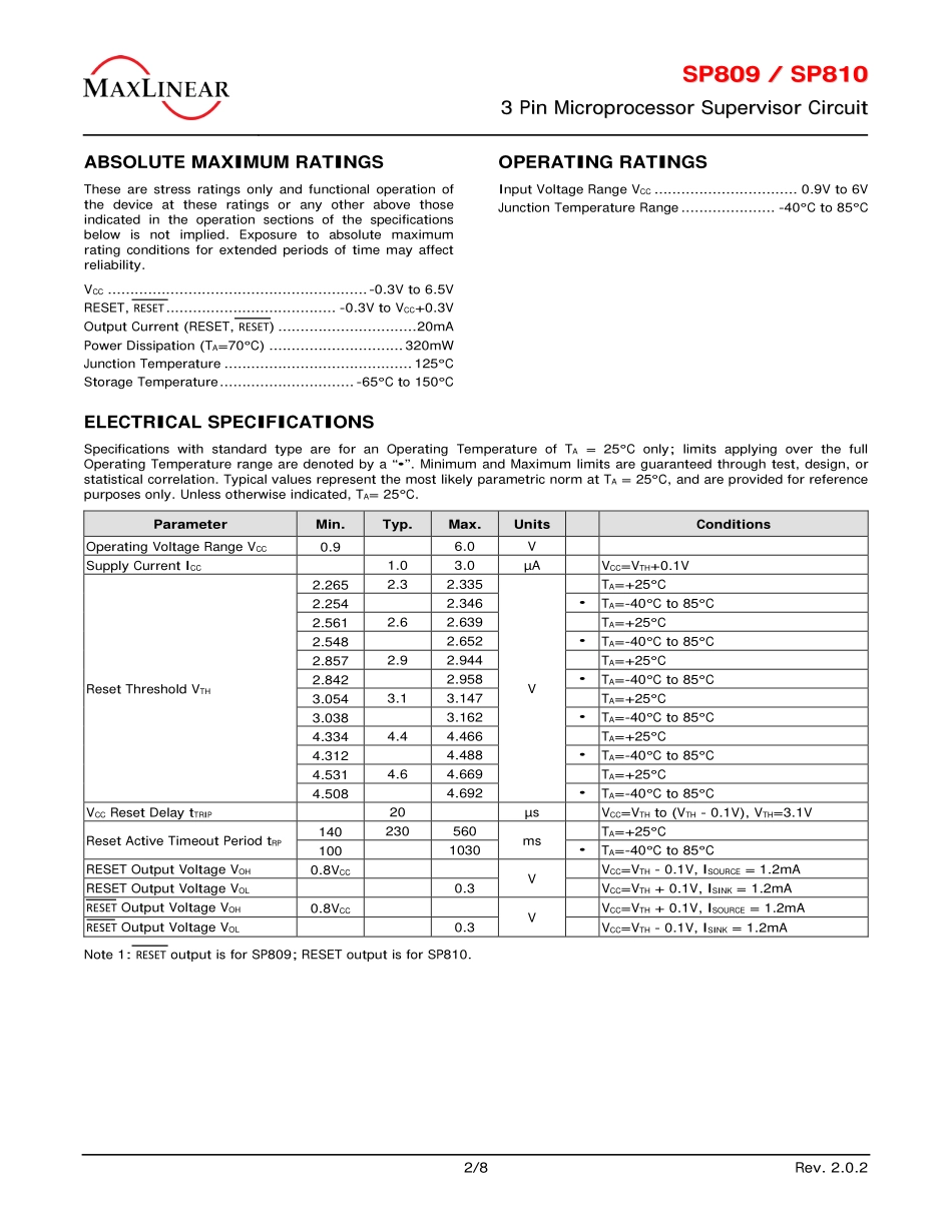 IC封装资料_电源管理芯片_SP809EK-L-2-9_TR.pdf_第2页