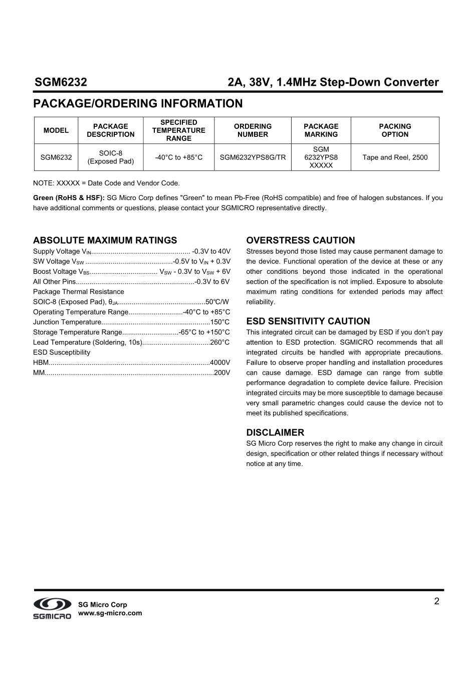 IC封装资料_电源管理芯片_SGM6232YPS8GTR.pdf_第2页