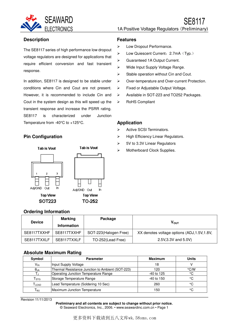 IC封装资料_电源管理芯片_SE8117T33HF.pdf_第1页