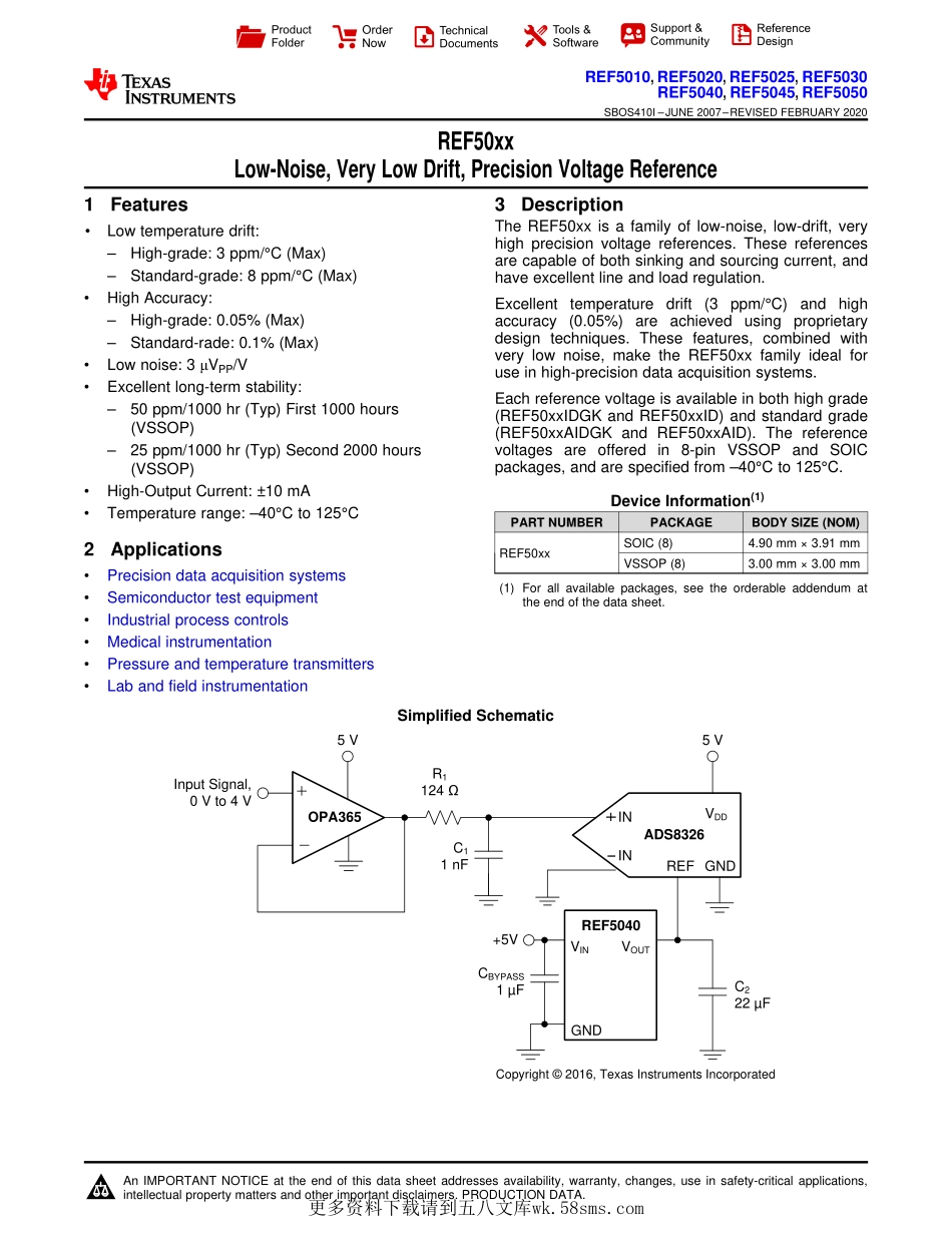 IC封装资料_电源管理芯片_REF5010AIDGKT.pdf_第1页