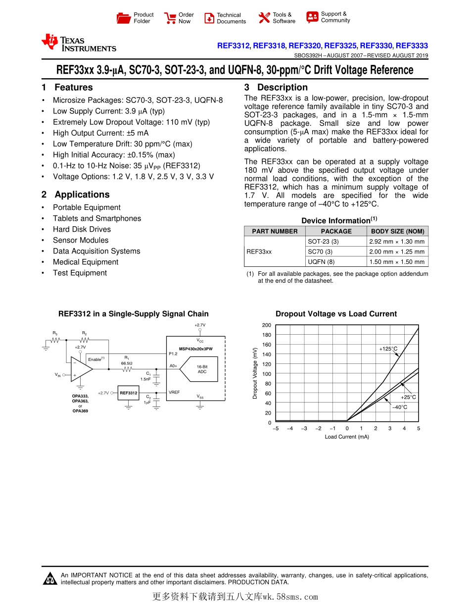 IC封装资料_电源管理芯片_REF3312AIDCKT.pdf_第1页