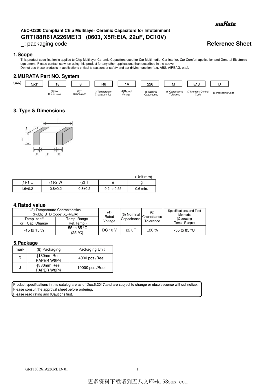 IC封装资料_电容_GRT188R61A226ME13D.pdf_第1页