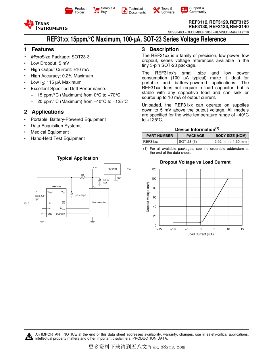 IC封装资料_电源管理芯片_REF3130AIDBZR.pdf_第1页