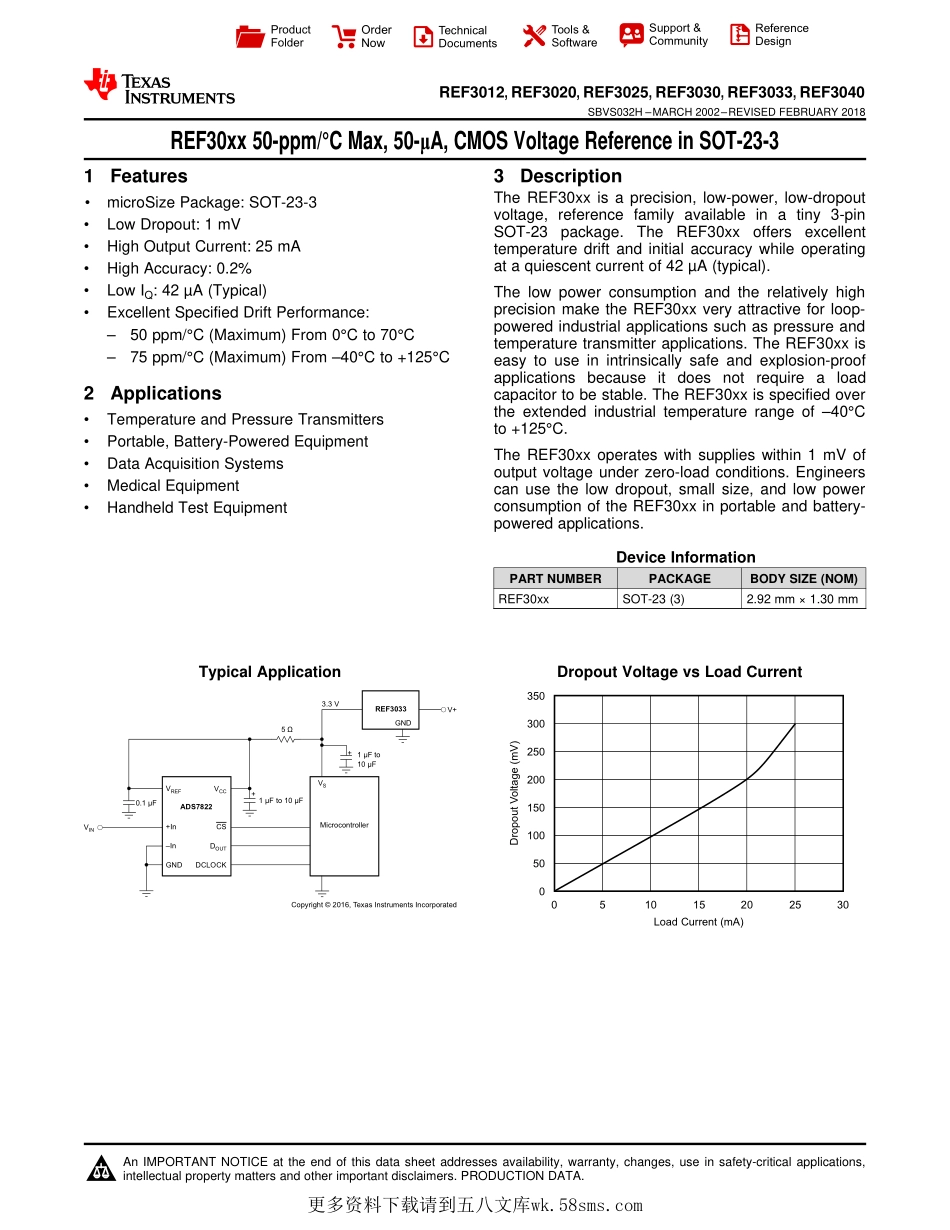 IC封装资料_电源管理芯片_REF3025AIDBZR.pdf_第1页