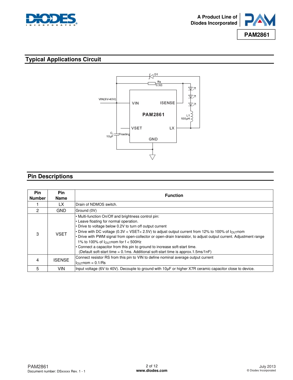 IC封装资料_电源管理芯片_PAM2861CBR.pdf_第2页