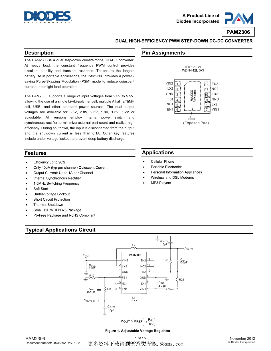 IC封装资料_电源管理芯片_PAM2306AYPKE.pdf_第1页