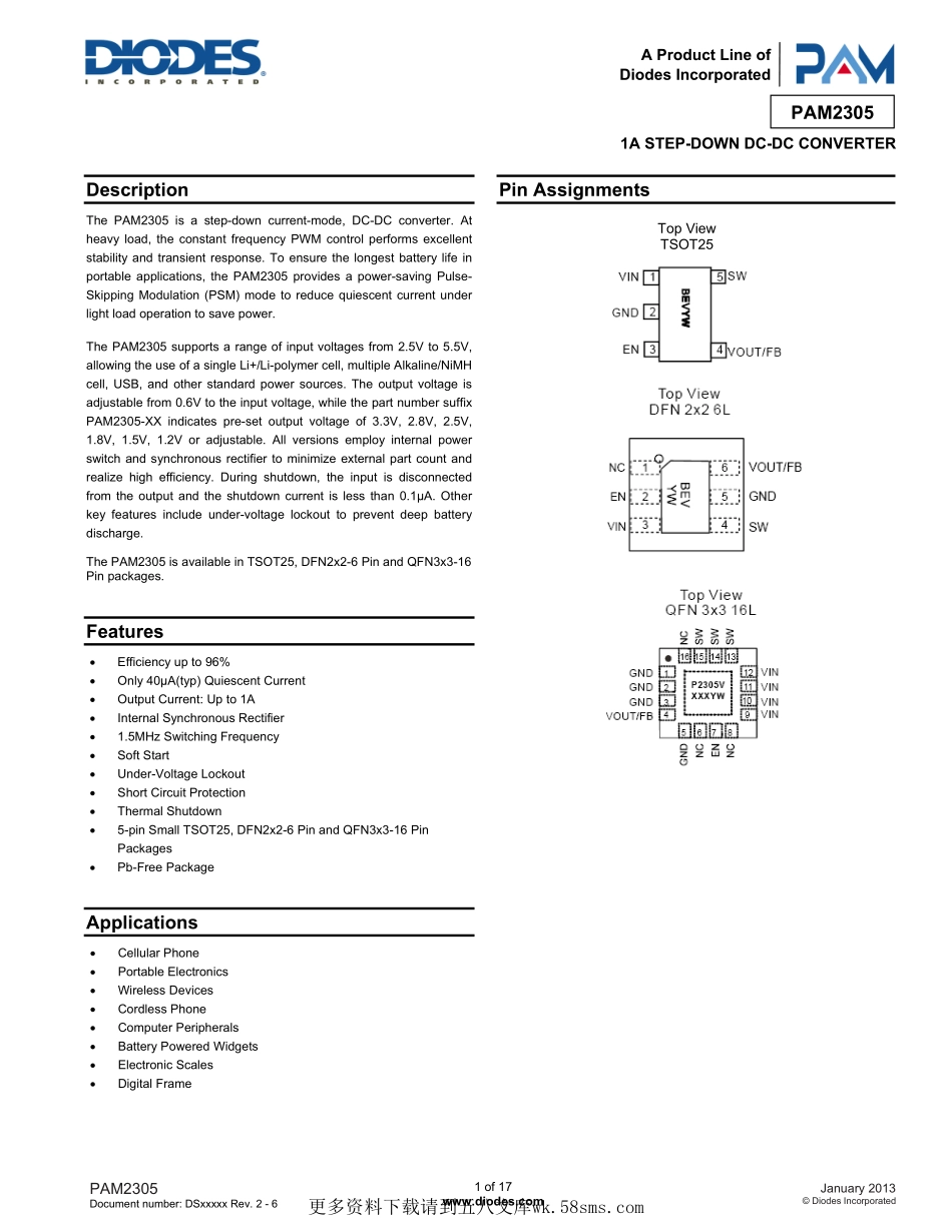 IC封装资料_电源管理芯片_PAM2305AABADJ.pdf_第1页