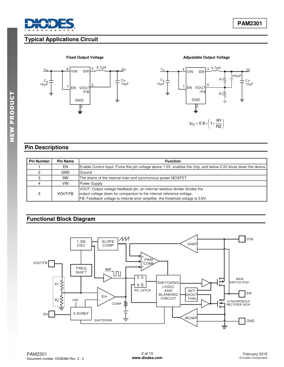 IC封装资料_电源管理芯片_PAM2301CAABADJ.pdf_第2页