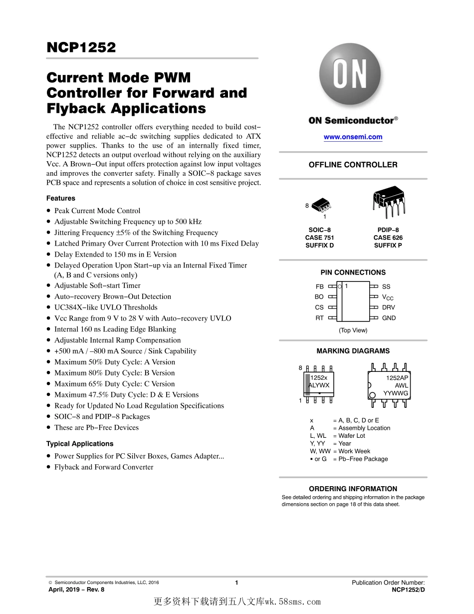 IC封装资料_电源管理芯片_NCP1252ADR2G.pdf_第1页