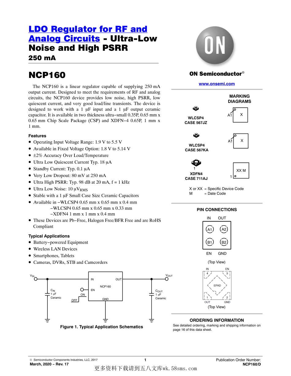 IC封装资料_电源管理芯片_NCP160AMX320TBG.pdf_第1页