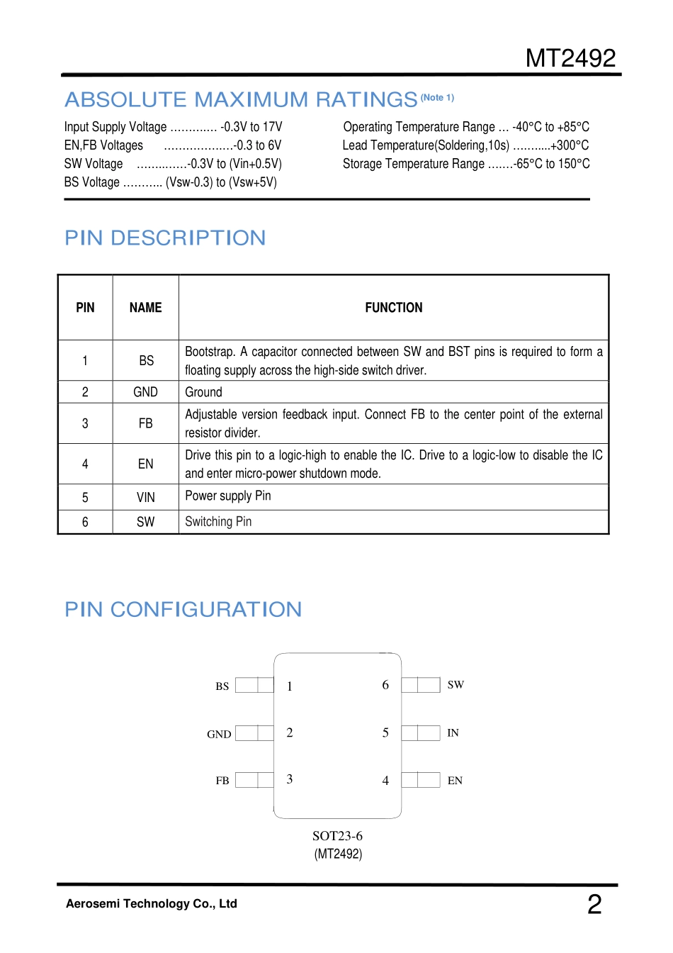 IC封装资料_电源管理芯片_MT2492.pdf_第2页