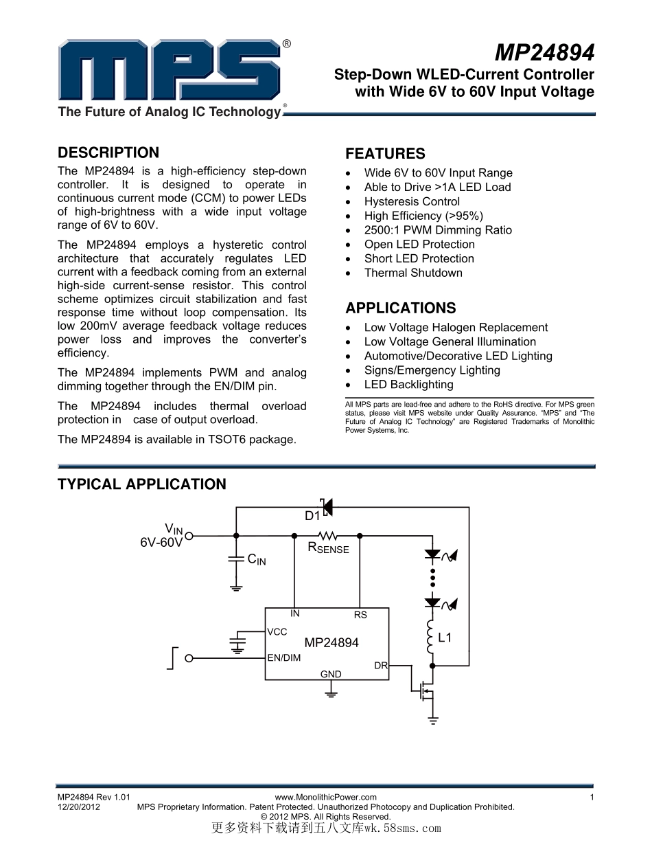 IC封装资料_电源管理芯片_MP24894GJ-Z.pdf_第1页