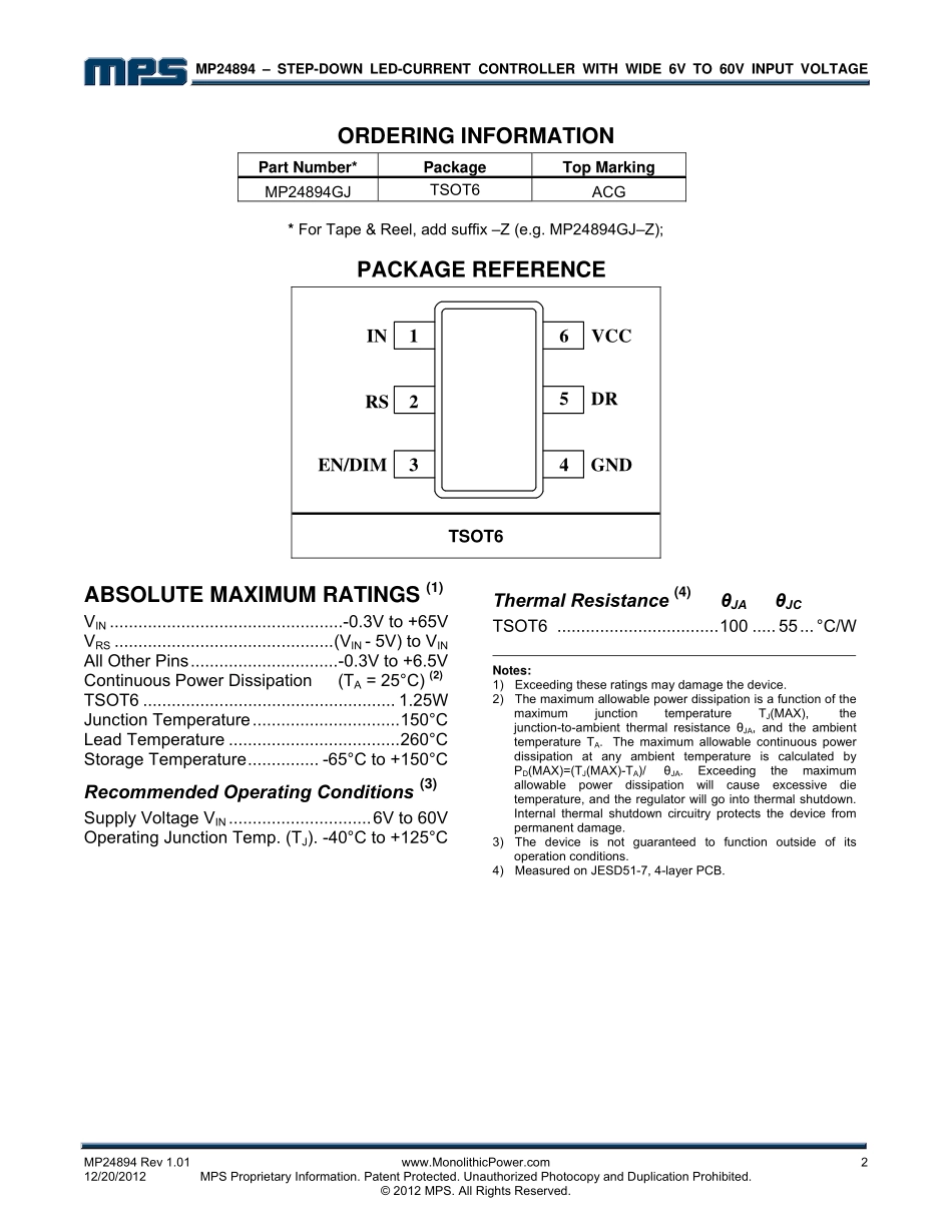 IC封装资料_电源管理芯片_MP24894GJ-Z.pdf_第2页