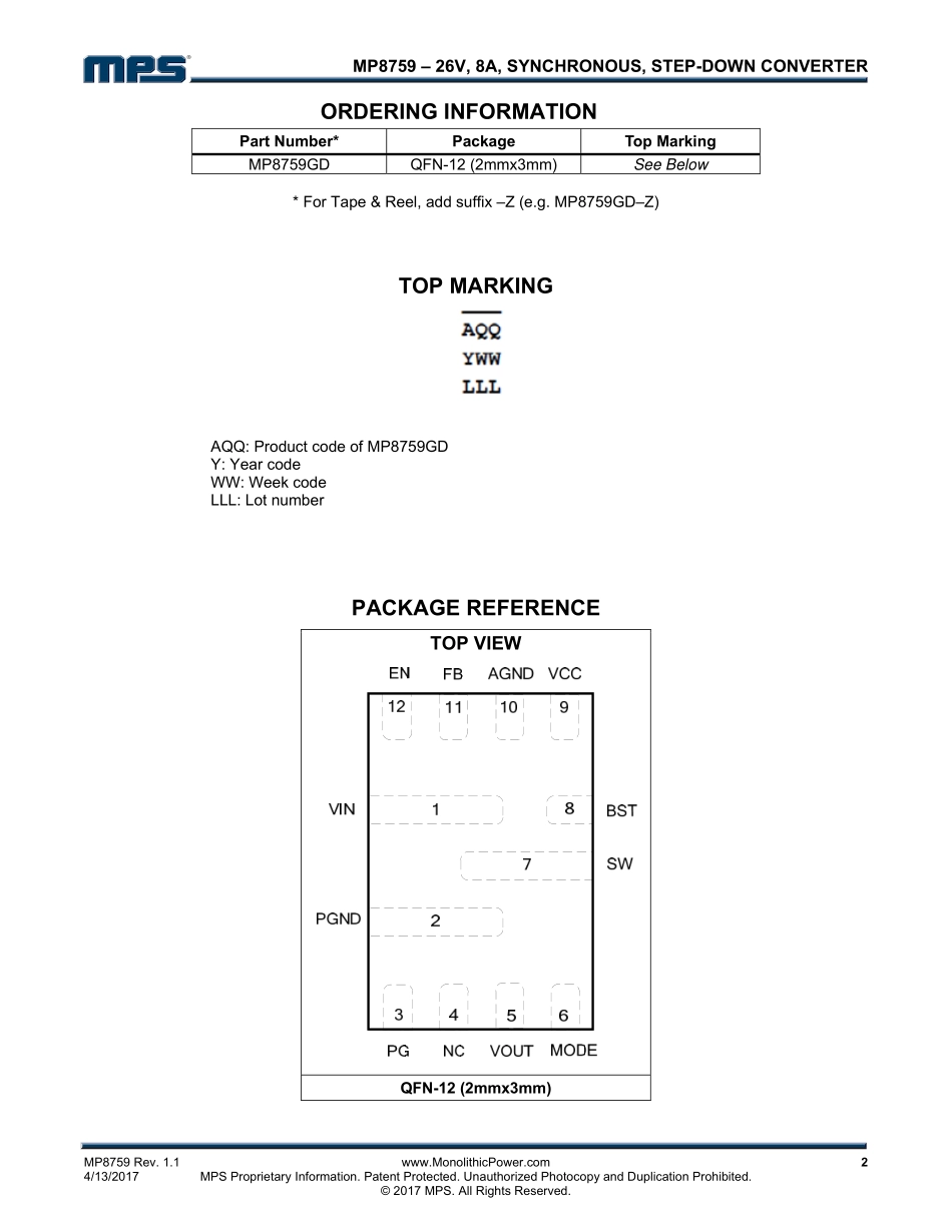 IC封装资料_电源管理芯片_MP8759.pdf_第2页