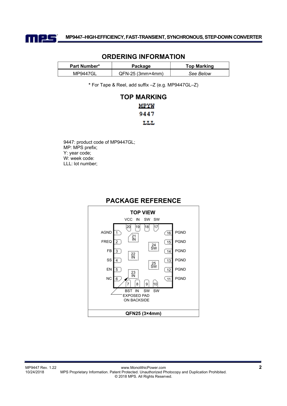 IC封装资料_电源管理芯片_MP9447GL.pdf_第2页