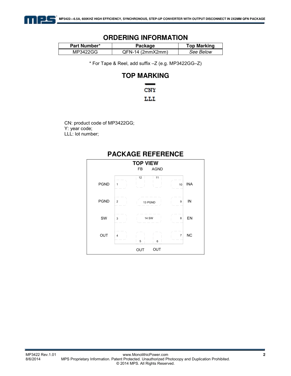 IC封装资料_电源管理芯片_MP3422GG-Z.pdf_第2页