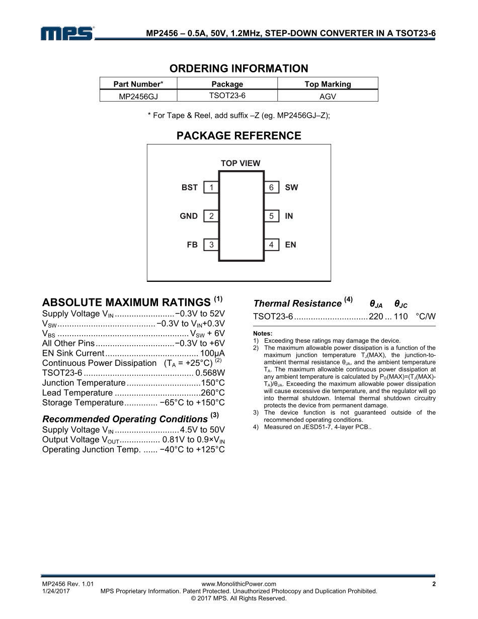 IC封装资料_电源管理芯片_MP2456GJ-Z.pdf_第2页