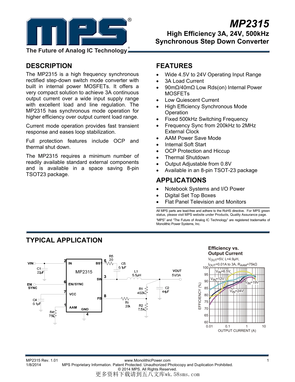 IC封装资料_电源管理芯片_MP2315GJ-Z.pdf_第1页