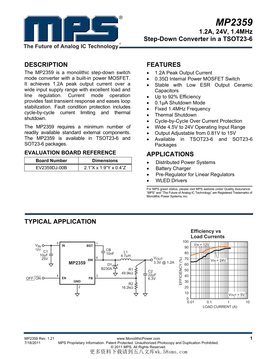 IC封装资料_电源管理芯片_MP2359DJ-LF-Z.pdf_第1页