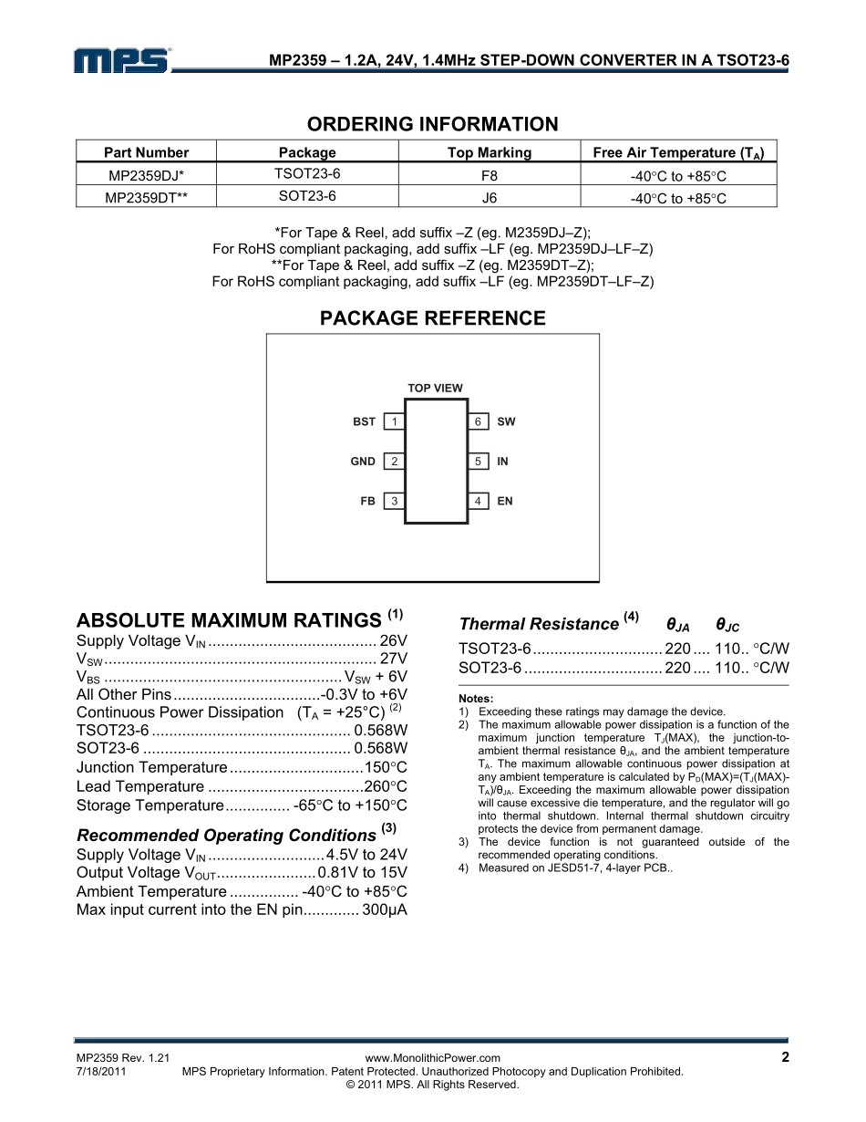 IC封装资料_电源管理芯片_MP2359DJ-LF-Z.pdf_第2页