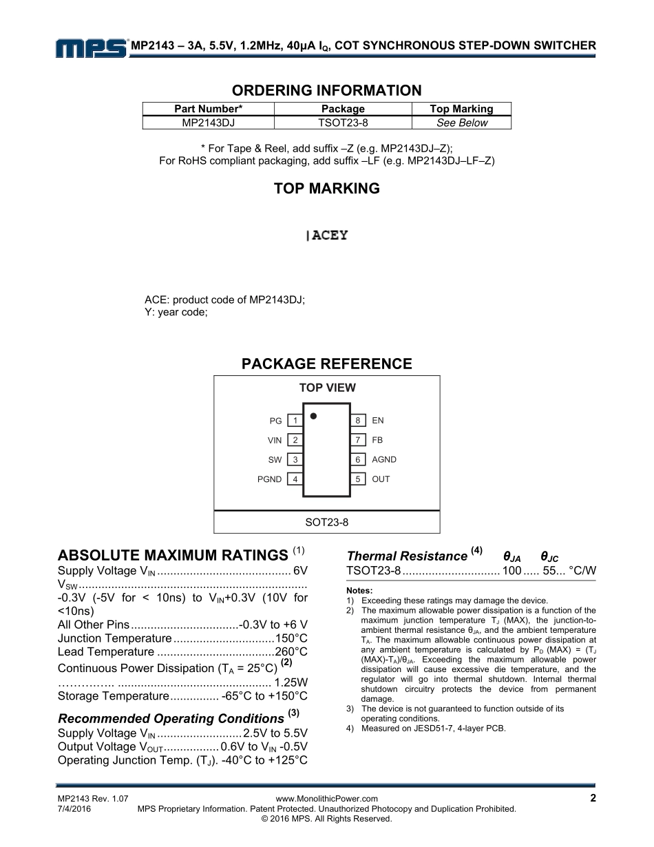IC封装资料_电源管理芯片_MP2143.pdf_第2页