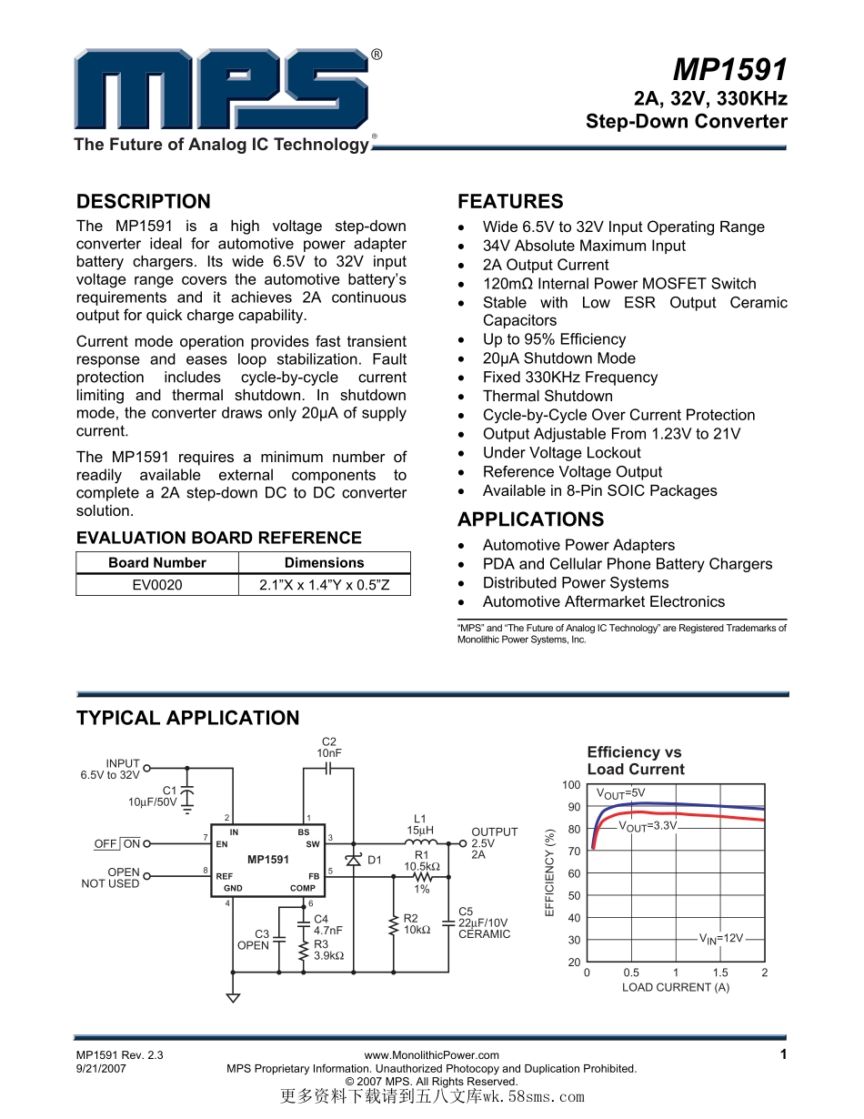 IC封装资料_电源管理芯片_MP1591DN-LF-Z.pdf_第1页