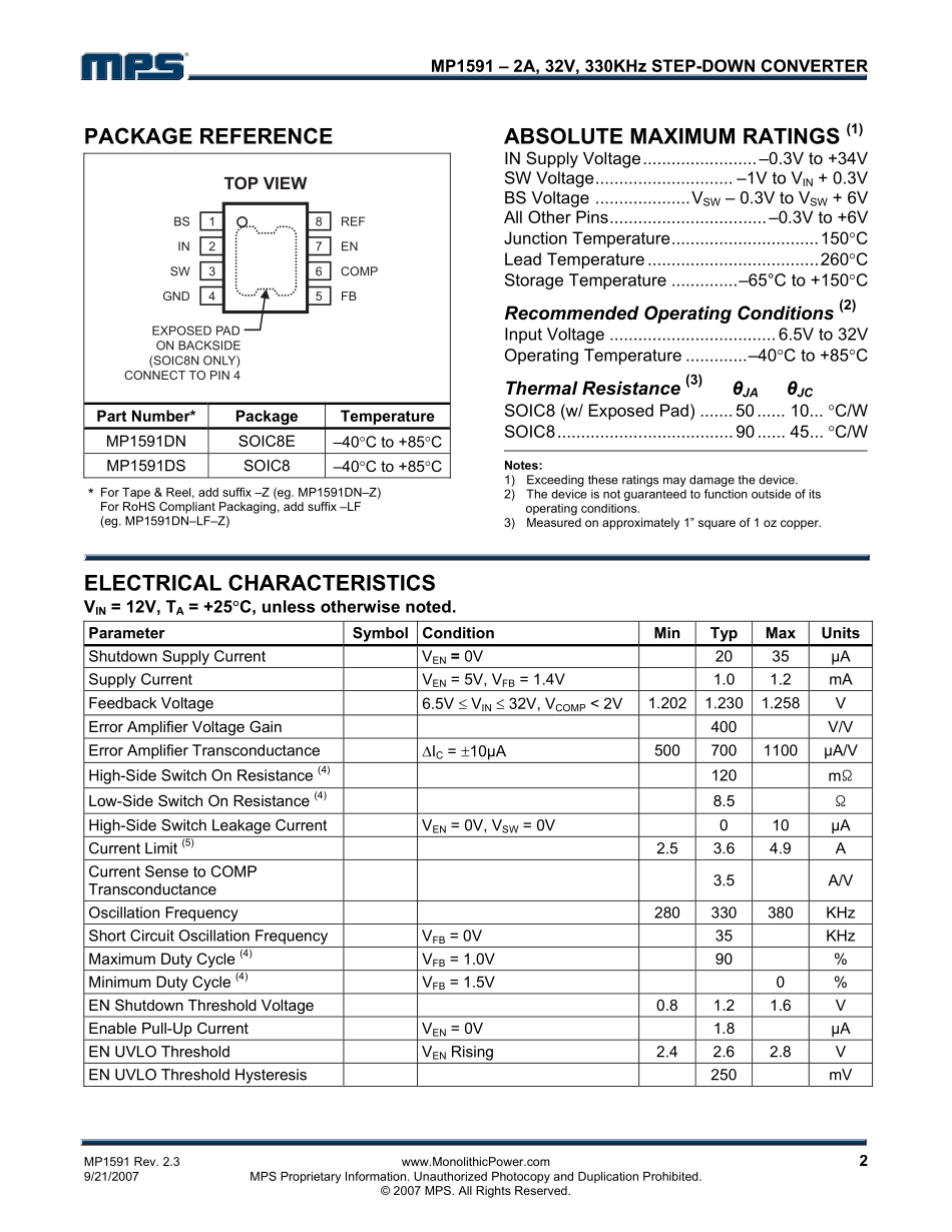 IC封装资料_电源管理芯片_MP1591DN-LF-Z.pdf_第2页