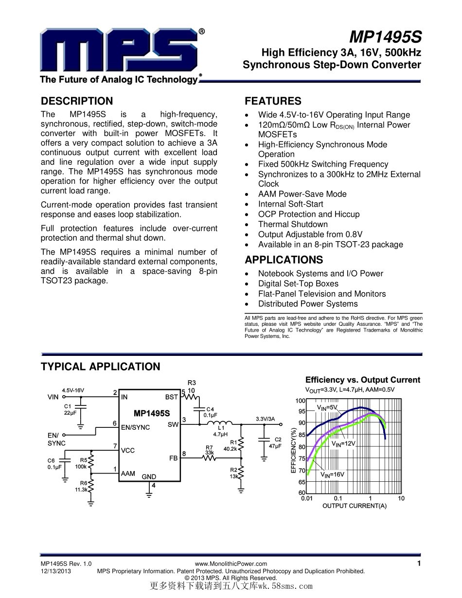 IC封装资料_电源管理芯片_MP1495S.pdf_第1页