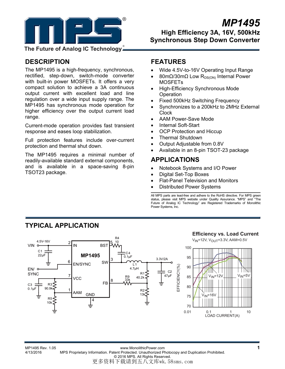 IC封装资料_电源管理芯片_MP1495DJ-LF-Z.pdf_第1页