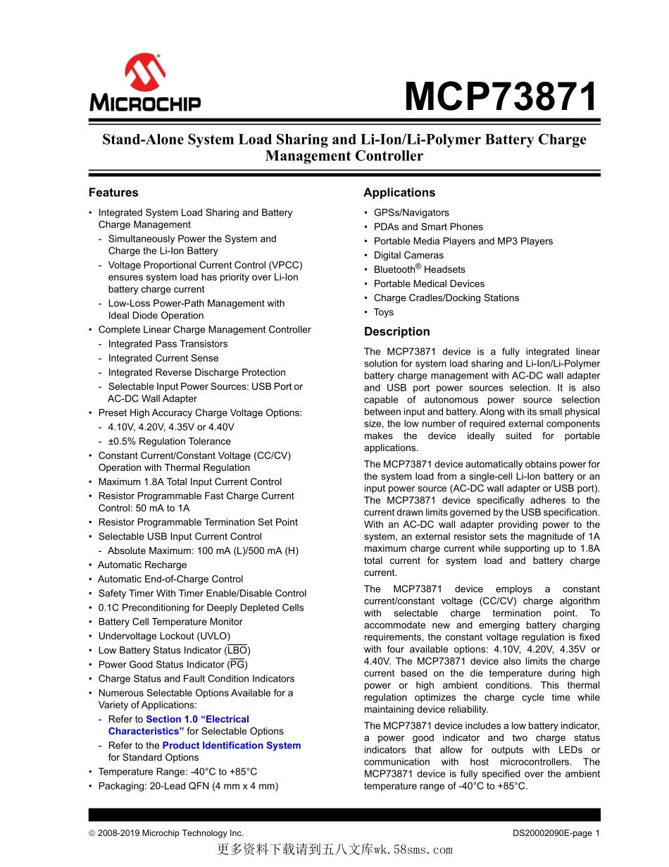 IC封装资料_电源管理芯片_MCP73871-2CCI_ML.pdf_第1页