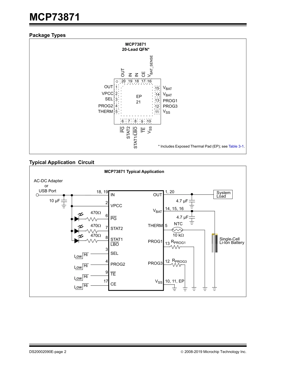 IC封装资料_电源管理芯片_MCP73871-2CCI_ML.pdf_第2页