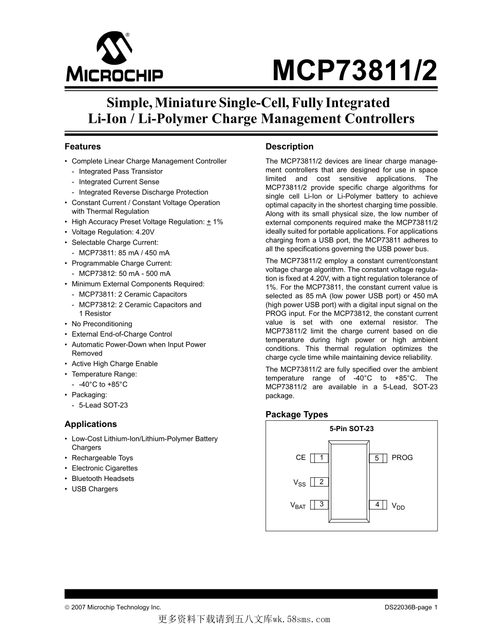 IC封装资料_电源管理芯片_MCP73811T-420I_OT.pdf_第1页