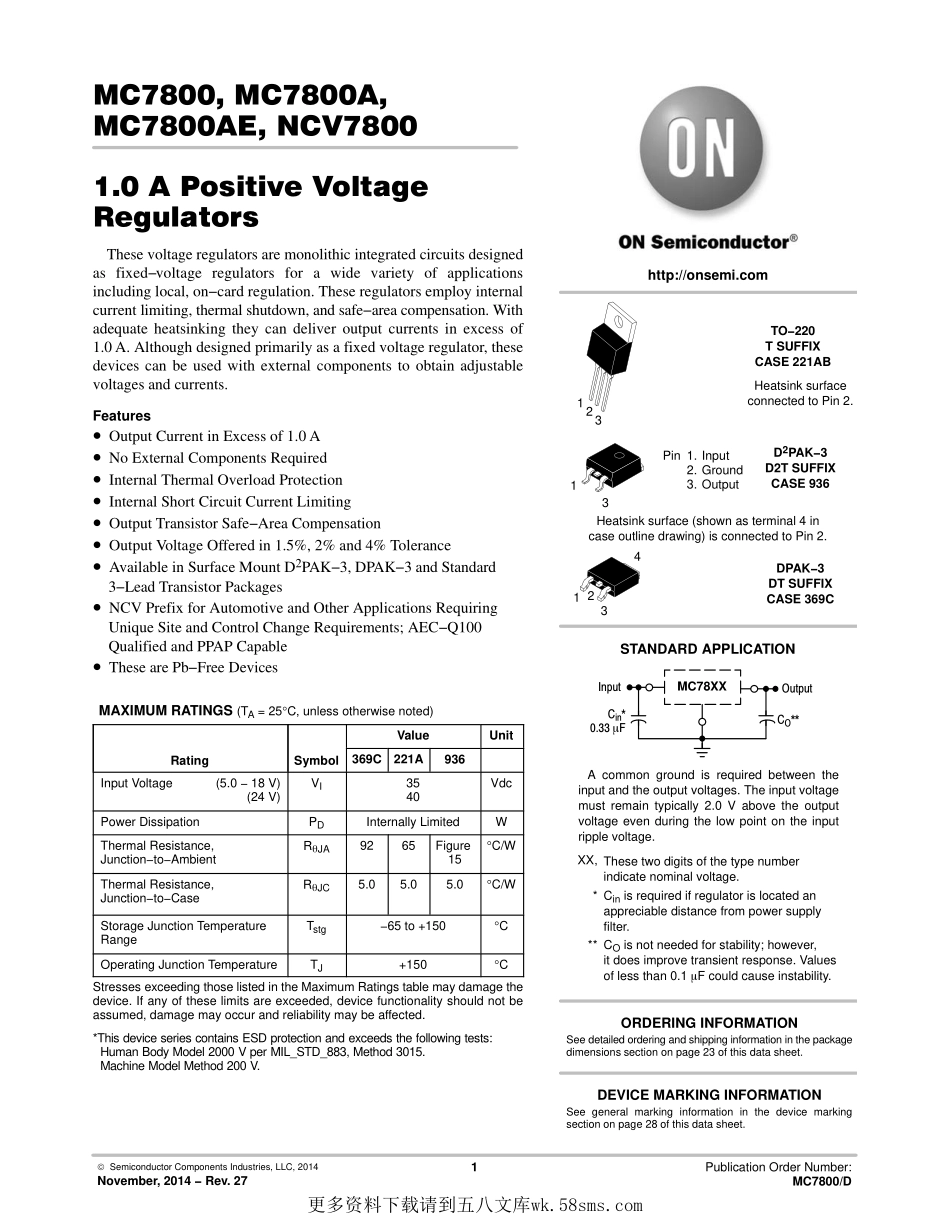 IC封装资料_电源管理芯片_MC7812BDTRKG.pdf_第1页