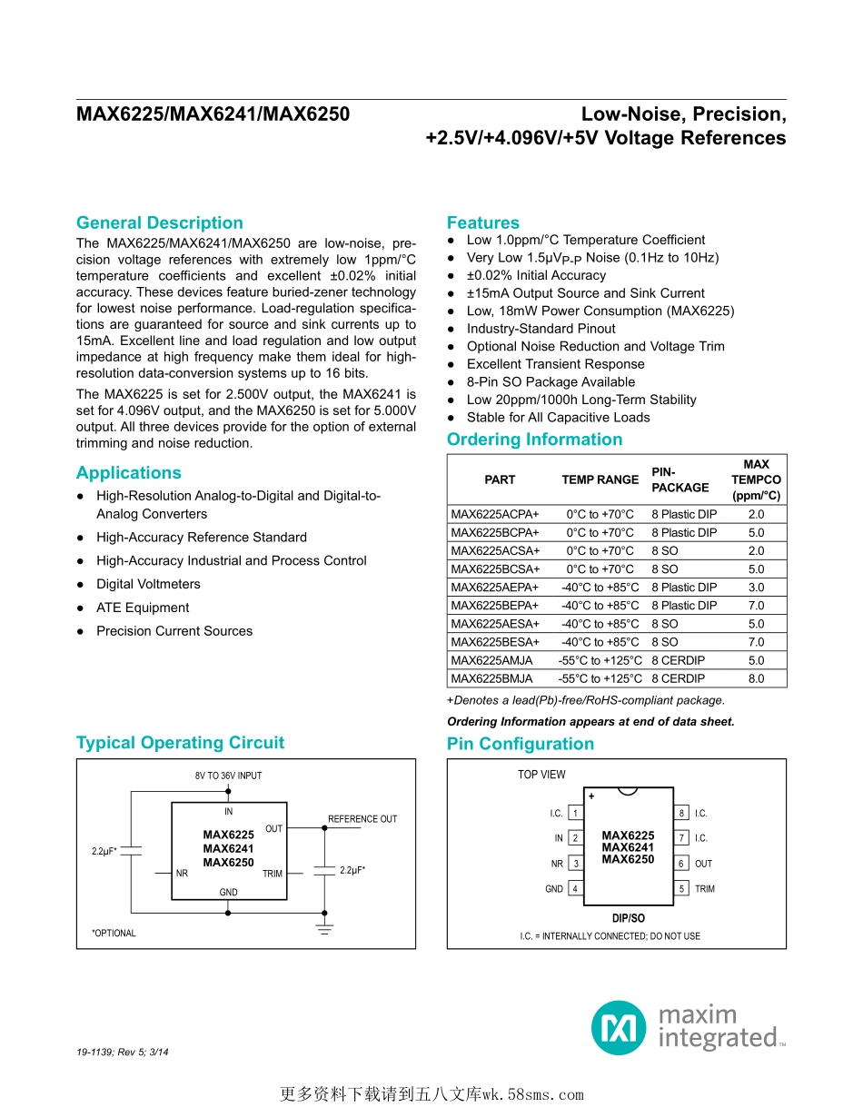 IC封装资料_电源管理芯片_MAX6225AESA+.pdf_第1页