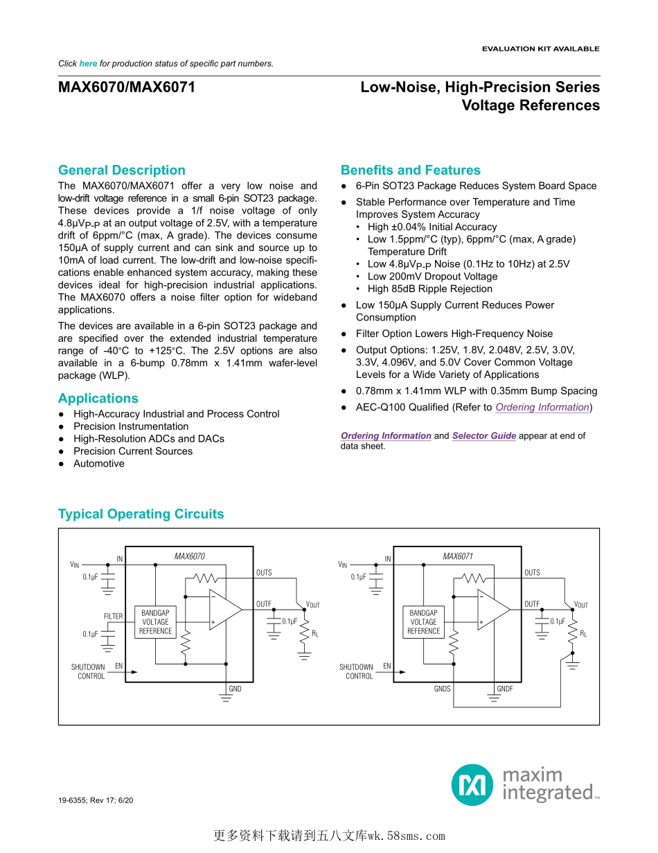 IC封装资料_电源管理芯片_MAX6071AAUT50+T.pdf_第1页