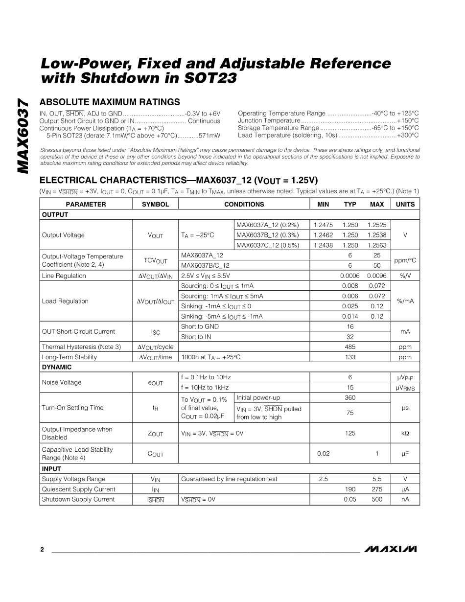 IC封装资料_电源管理芯片_MAX6037AAUKADJ+T.pdf_第2页