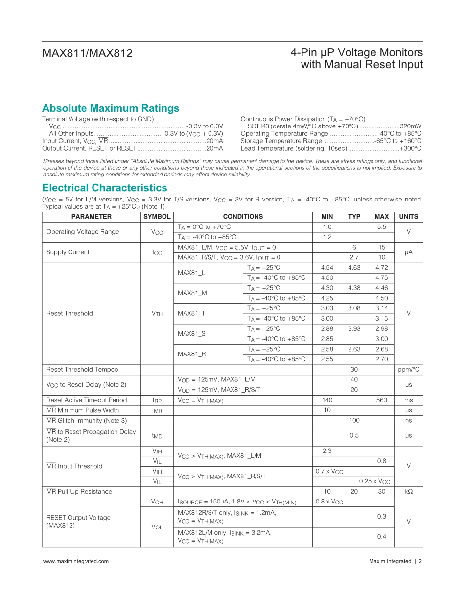 IC封装资料_电源管理芯片_MAX811REUS_T.pdf_第2页