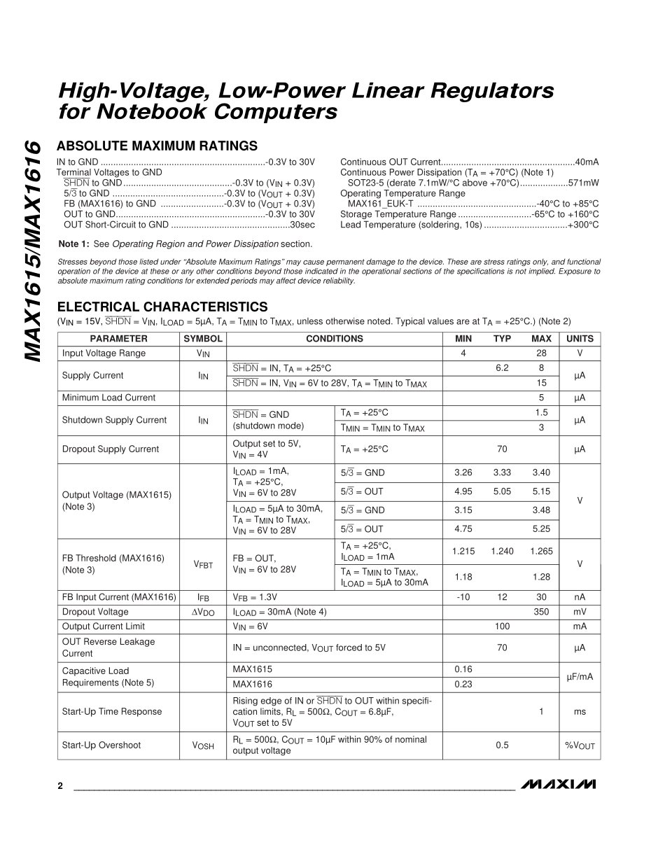 IC封装资料_电源管理芯片_MAX1615EUK_T.pdf_第2页