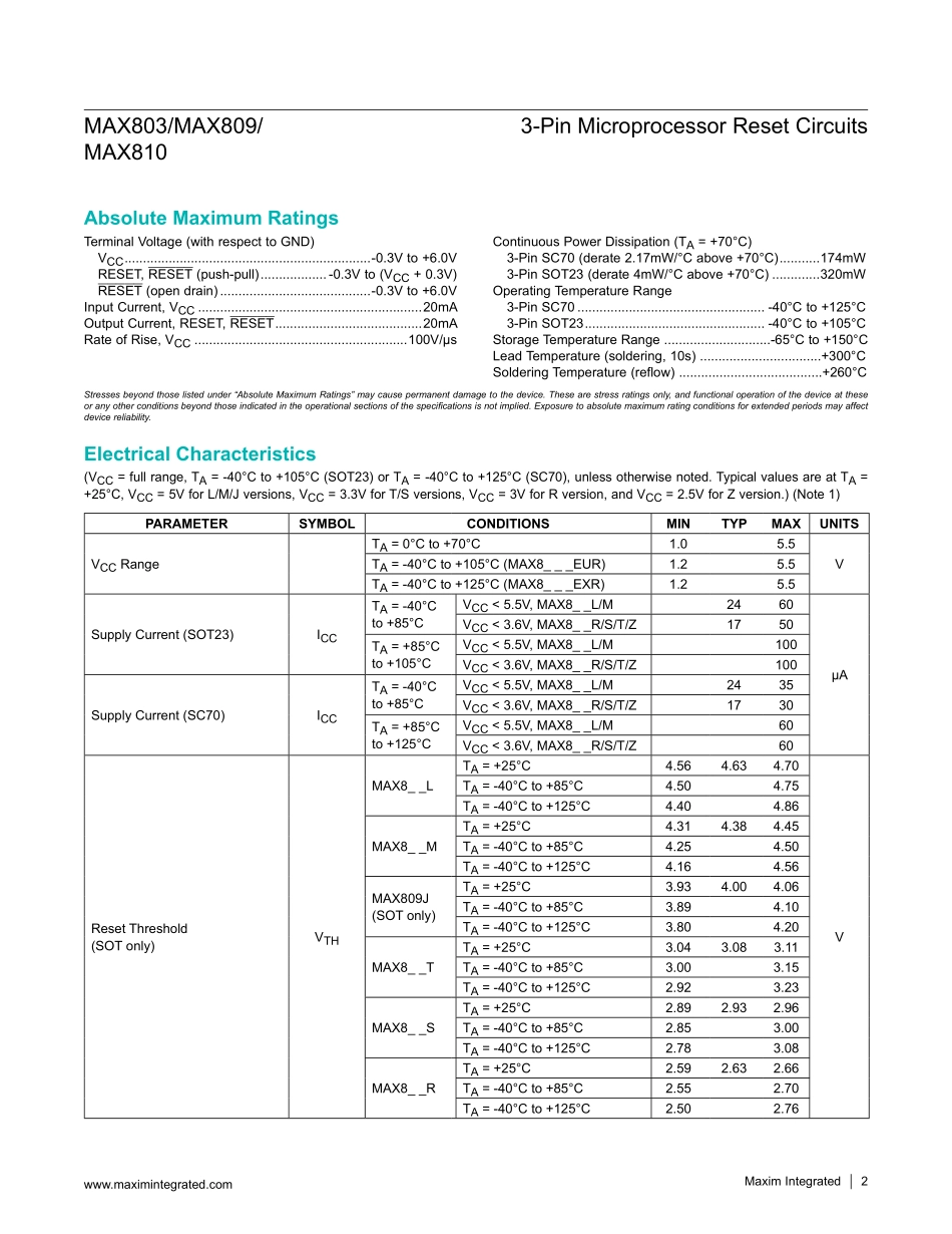 IC封装资料_电源管理芯片_MAX809SEUR_T.pdf_第2页