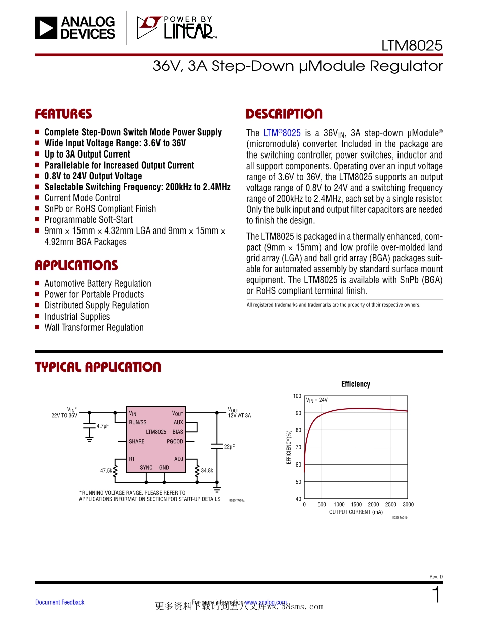 IC封装资料_电源管理芯片_LTM8025EV_PBF.pdf_第1页