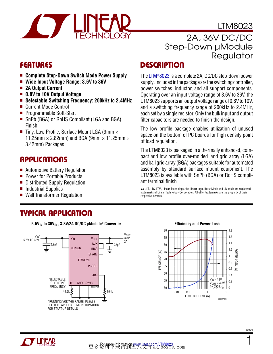 IC封装资料_电源管理芯片_LTM8023EV_PBF.pdf_第1页