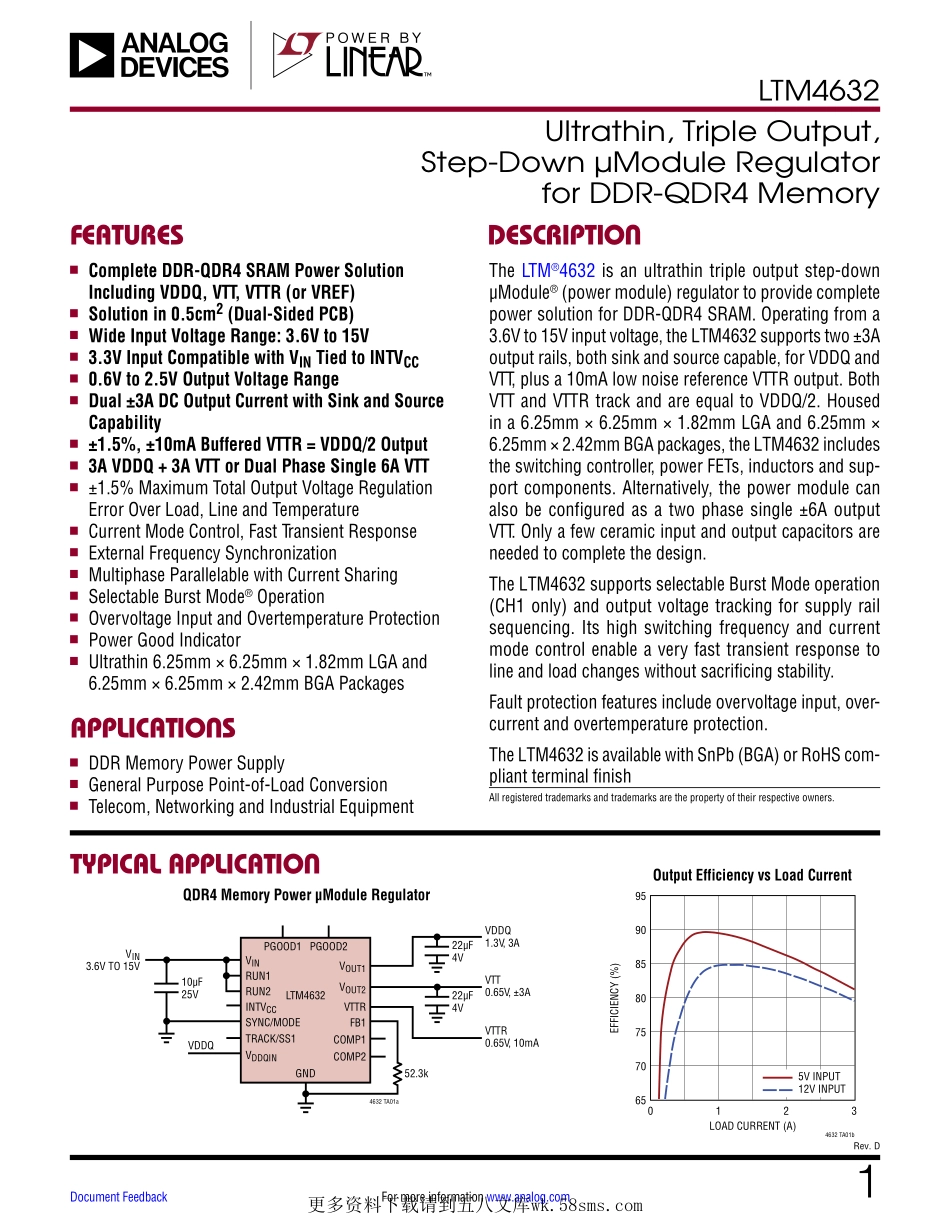 IC封装资料_电源管理芯片_LTM4632EV_PBF.pdf_第1页