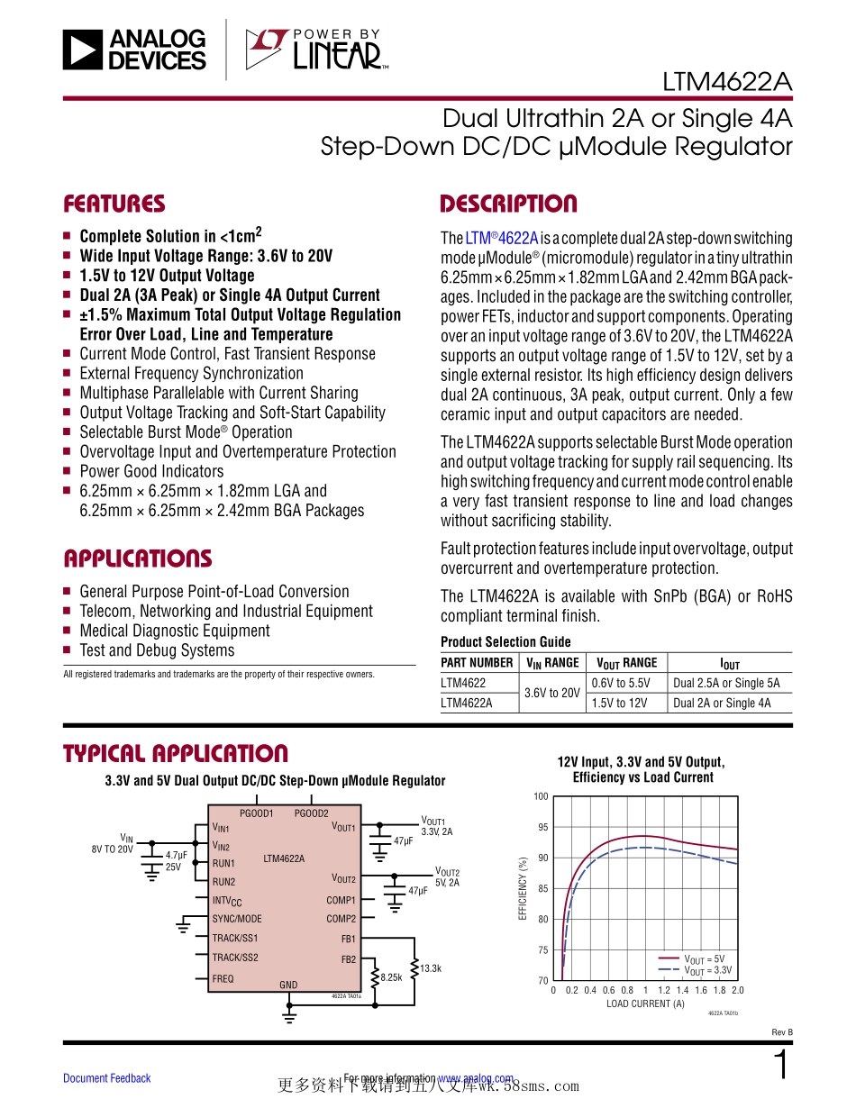 IC封装资料_电源管理芯片_LTM4622IY_PBF.pdf_第1页