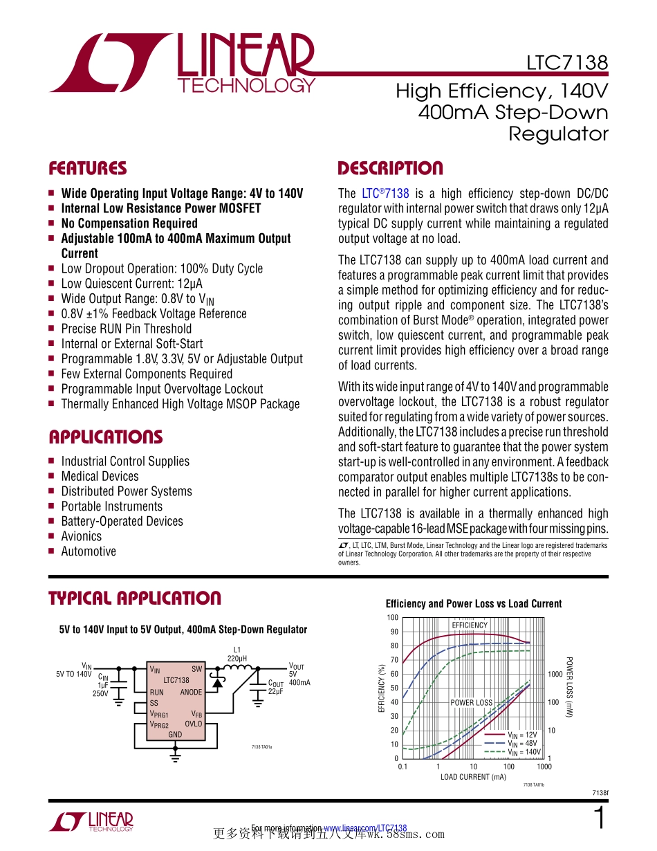 IC封装资料_电源管理芯片_LTC7138EMSE_TRPBF.pdf_第1页