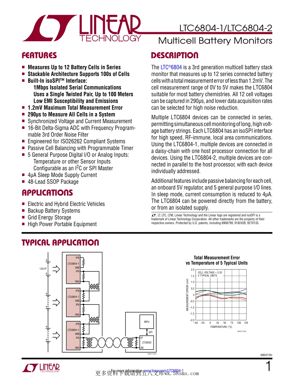 IC封装资料_电源管理芯片_LTC6804IG-1_TRPBF.pdf_第1页