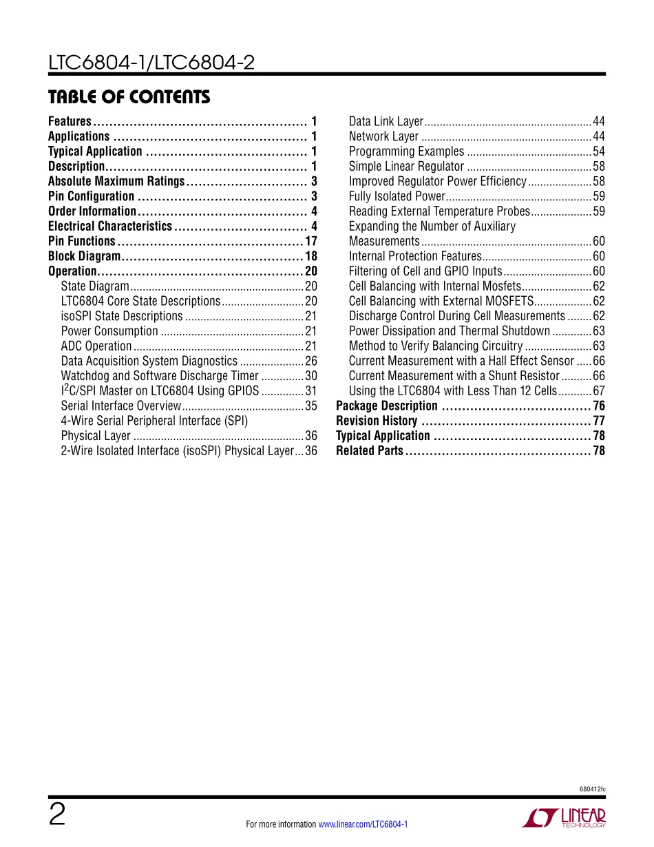 IC封装资料_电源管理芯片_LTC6804IG-1_TRPBF.pdf_第2页